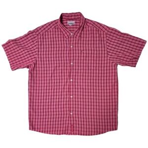 Quiksilver Mens XL Pink Plaid Short‎ Sleeve Button Up Casual Shirt
(R)